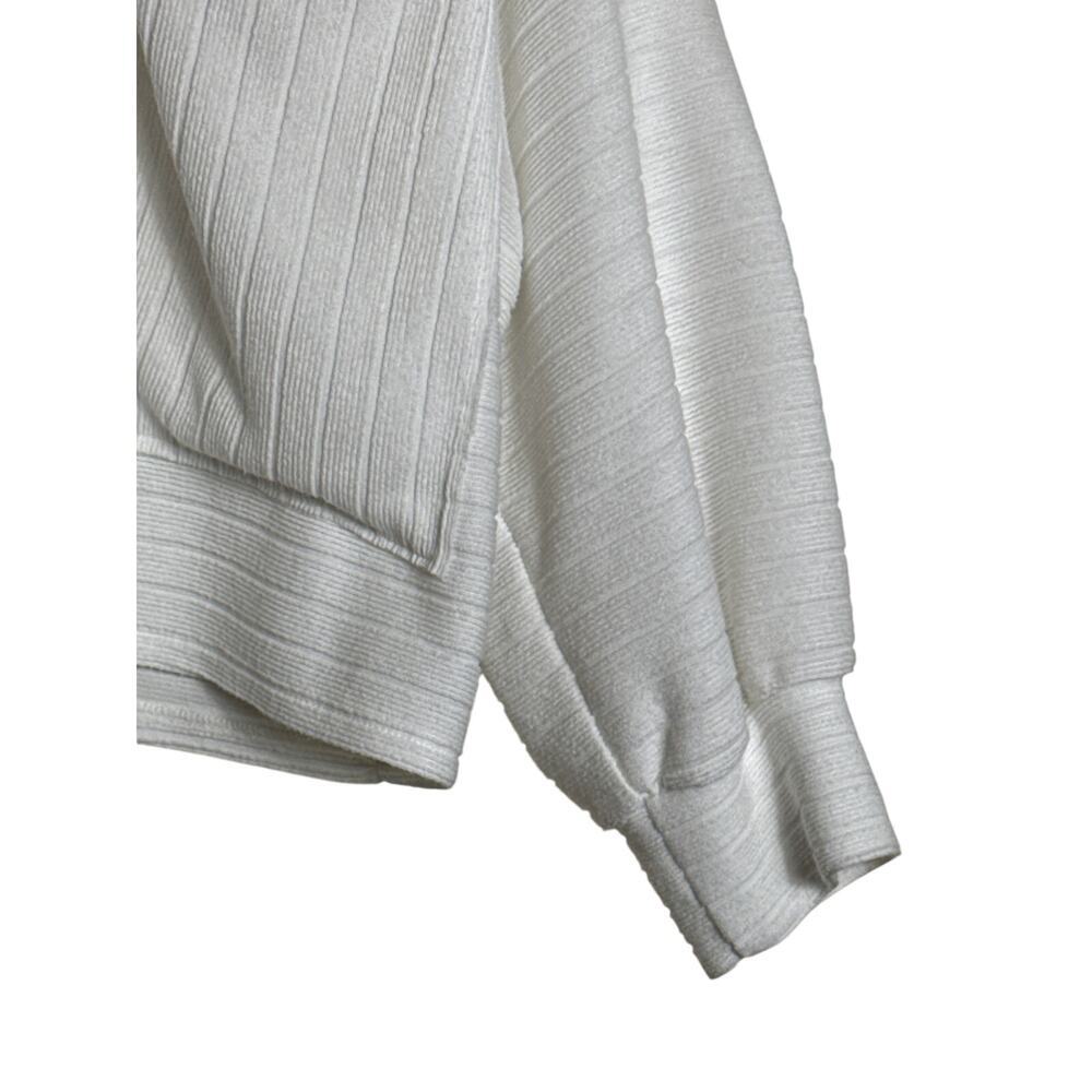Bucket List Leah Ribbed Button Front Sweater Top Size L White Oversized - Picture 3 of 8